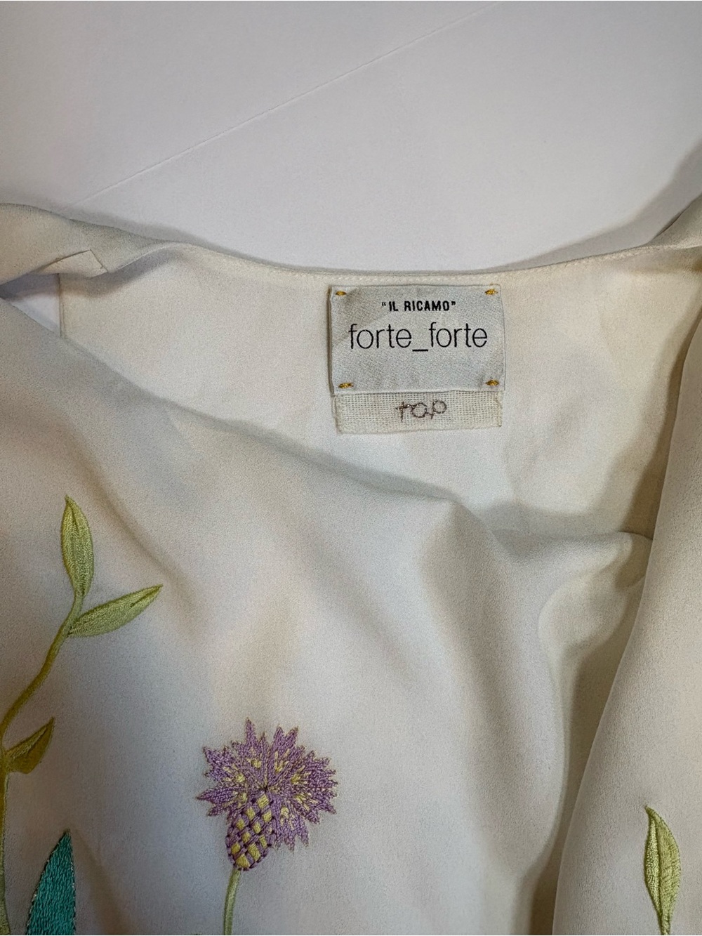 Forte Forte Embroidered Fringe Wrap Top | Ivory | Size 2 | Italian Luxury - Picture 7 of 16